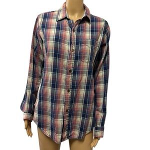 Current Elliot 1 Prep School Plaid Pink Blue Long Slv Button Up Shirt Small
